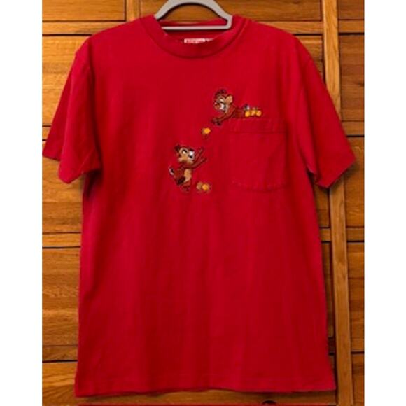Vintage Disney Chip 'n Dale T-Shirt Red Character Graphics Brown Unisex - Picture 1 of 5